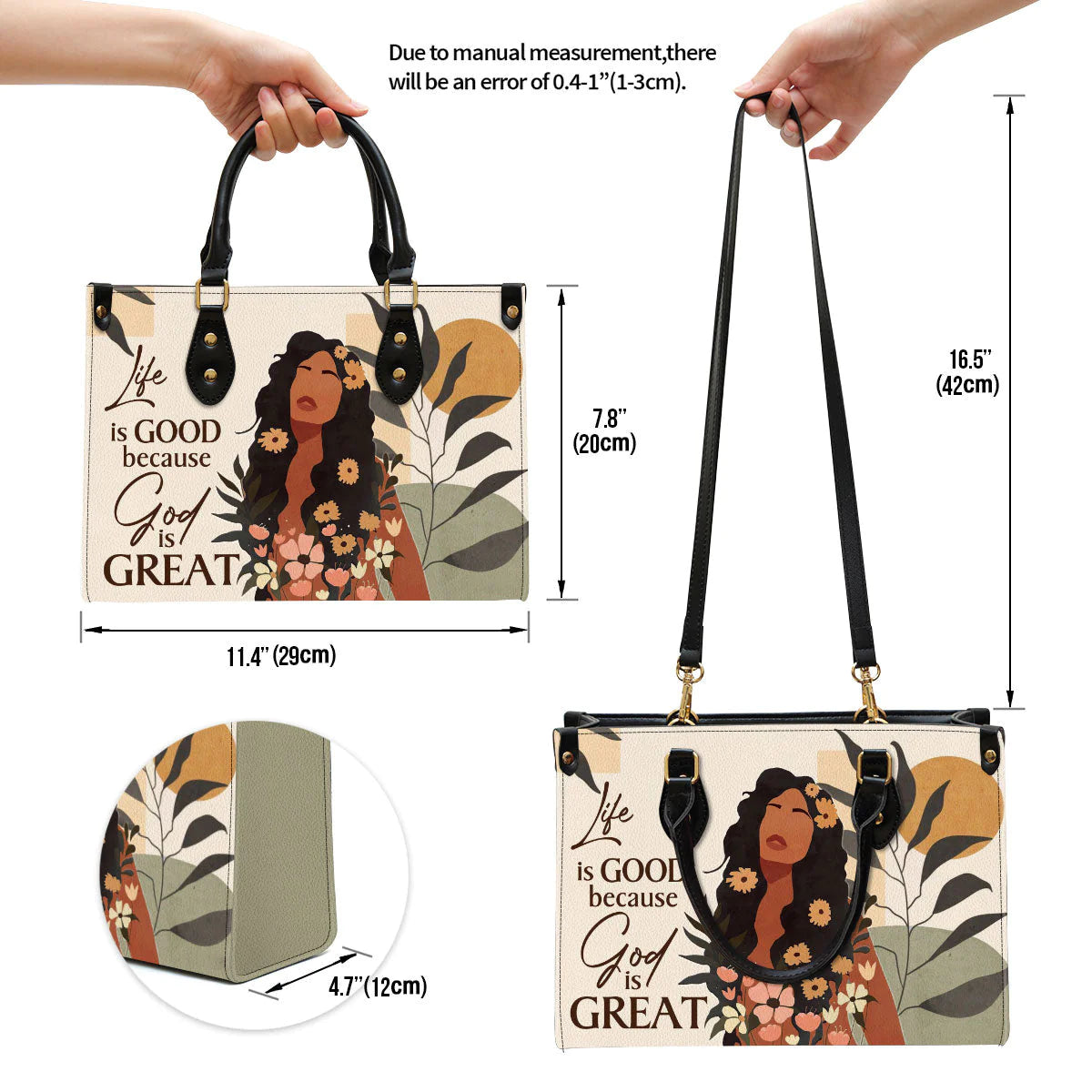 Christianartbag Handbag, Life Is Good Because God Is Great Pretty, Personalized Gifts, Gifts for Women, Christmas Gift. - Christian Art Bag