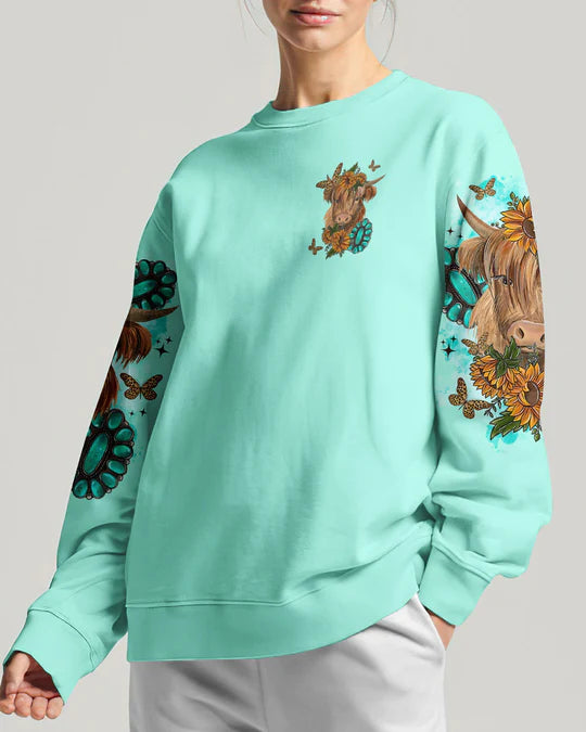Christianartbag 3D T-Shirt For Women, Living Life Somewhere Between Jesus Cow Women's All Over Print, Christian Shirt, Faithful Fashion, 3D Printed Shirts for Christian Women, CABWTS01200923. - Christian Art Bag