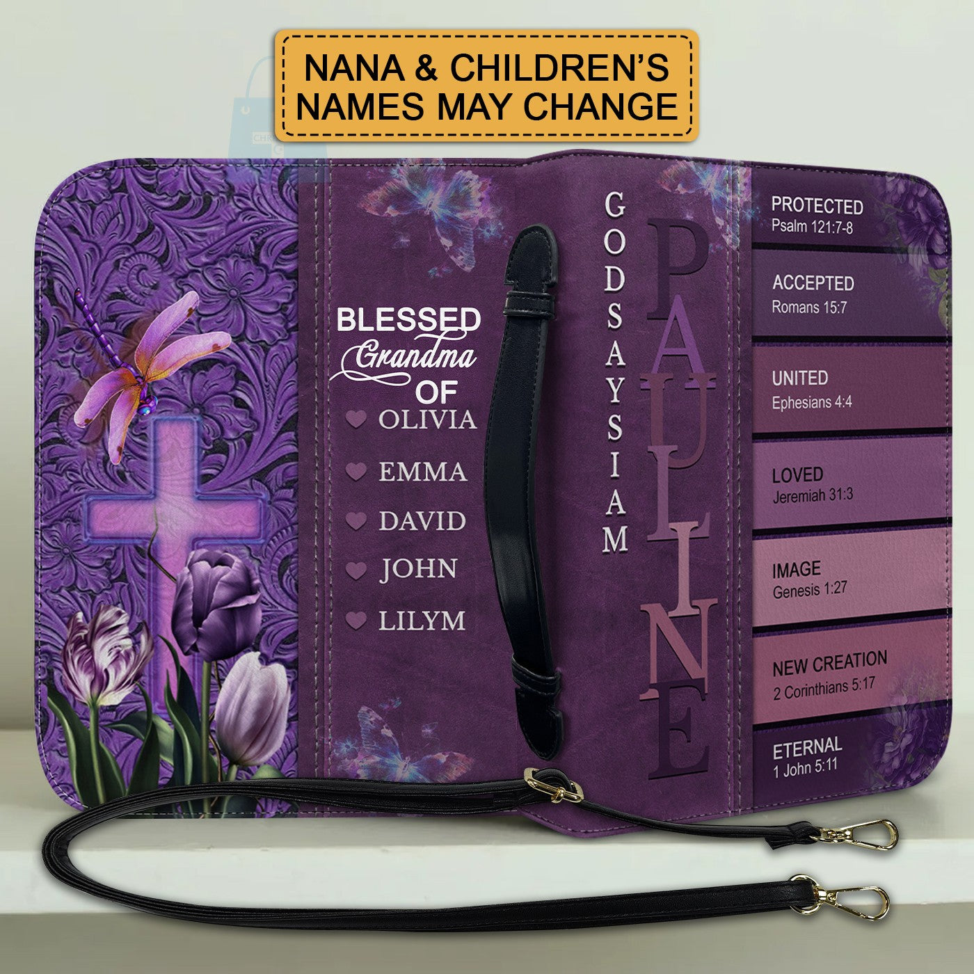 Personalized Bible Cover – Uncover the sacred meaning of your name | Custom Name Option | CHRISTIANARTBAG 0132725