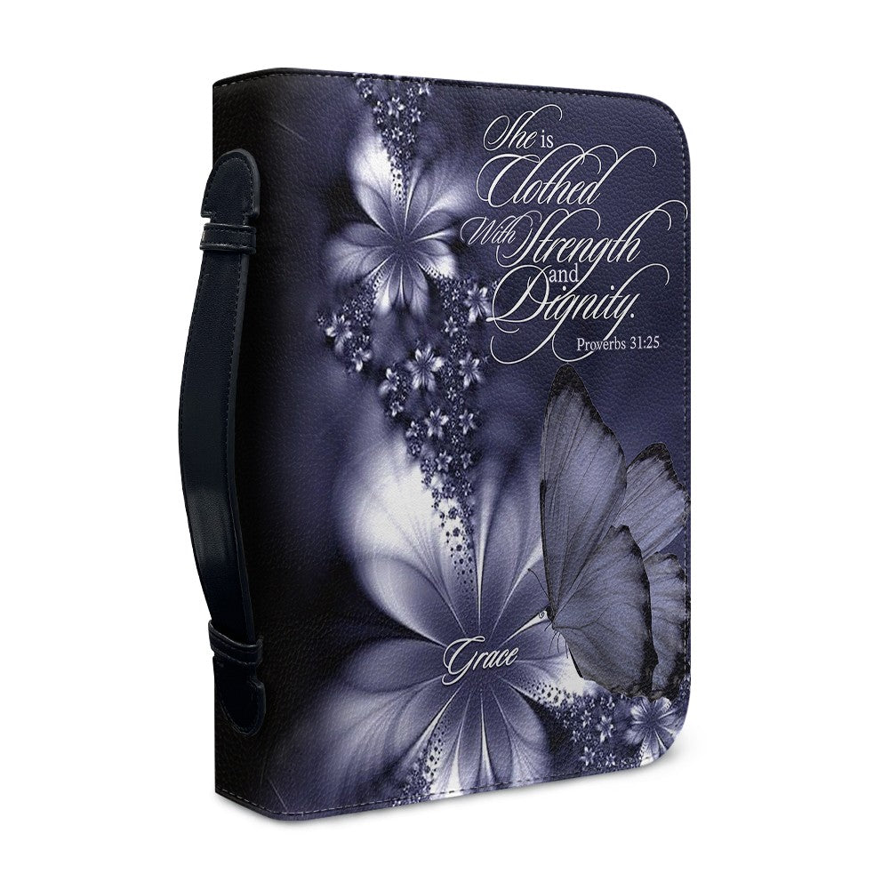 Custom Name Bible Cover - "I Can Do All Things" Butterfly Design - Premium Christian Art Bag for Her