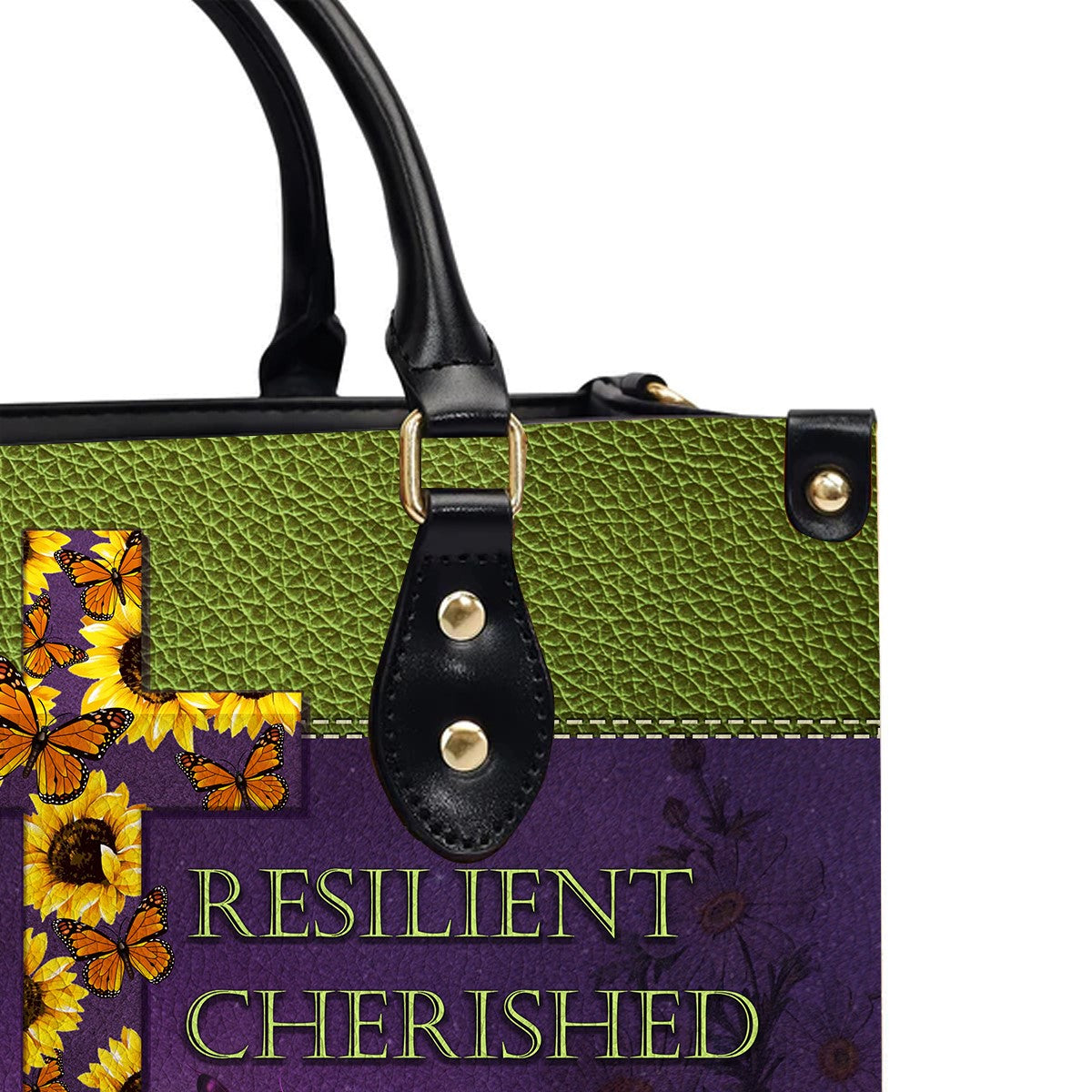 Christianartbag Handbags, Deserving Resilient Sufficient Cherished Leather Handbag, Butterfly Flower Leather Handbag, Design Handbag, Gifts for Women, CABLTB01041123. - Christian Art Bag