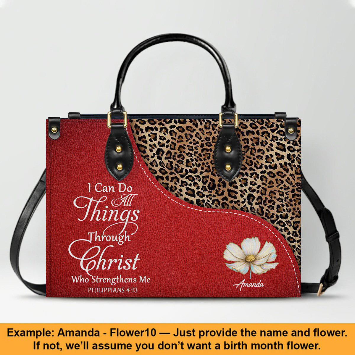 Personalized Christian Leather Handbag with Bible Verses – Faith Tote Purse for Women | CHRISTIANARTBAG