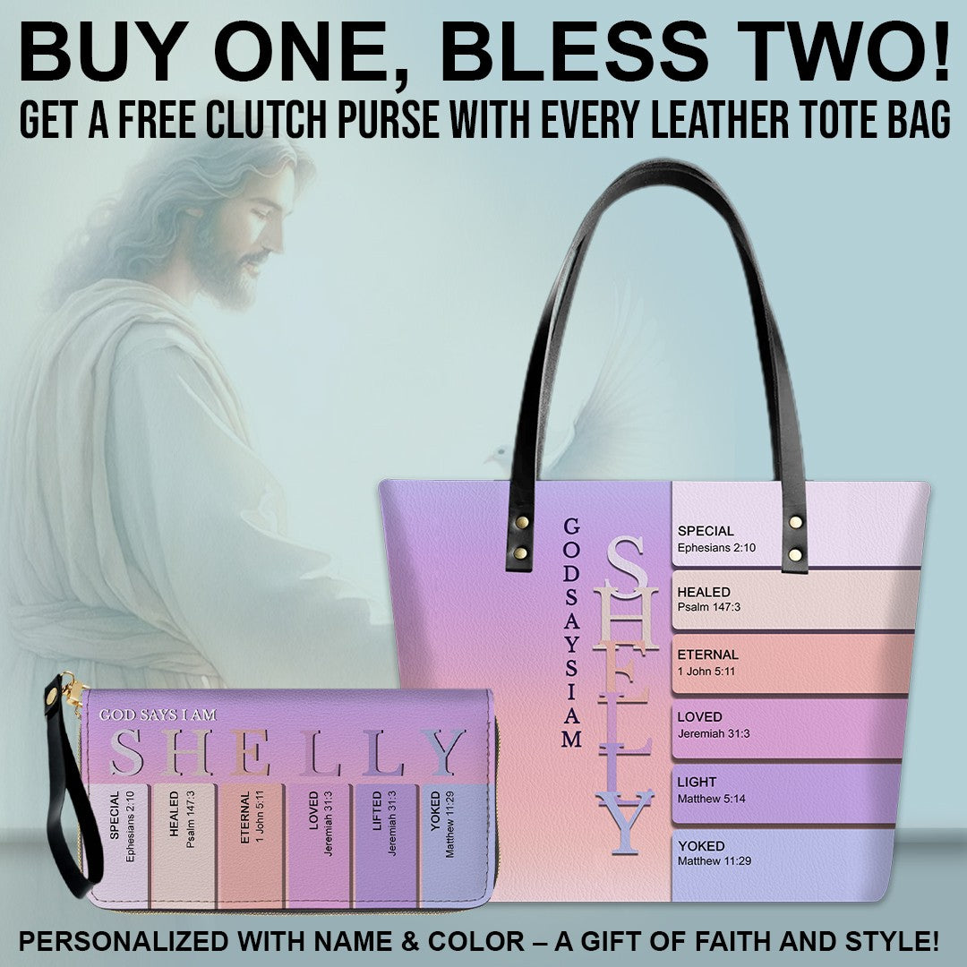 Uncover the sacred meaning of your name - Personalized Leather TOTE Bag Luxury – Free Clutch Purse Gift | CHRISTIANARTBAG