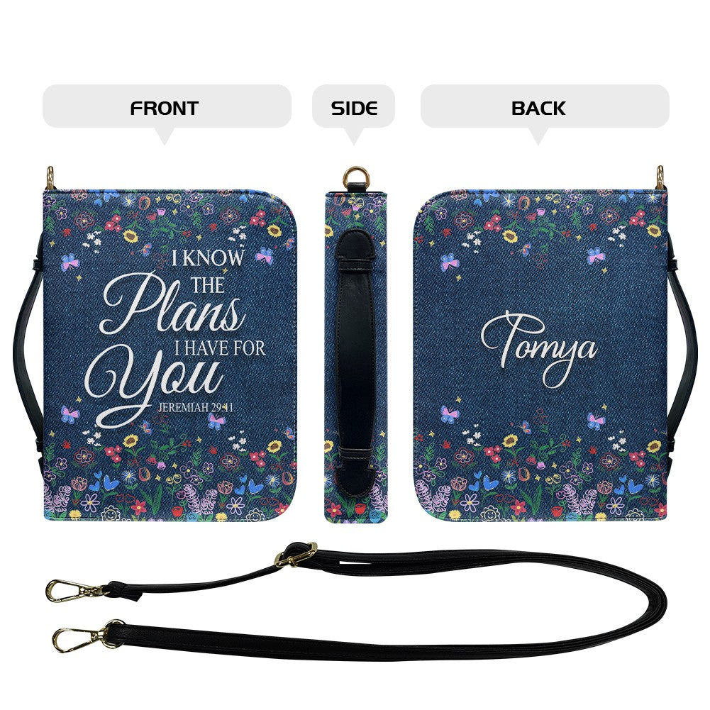 CHRISTIANARTBAG Bible Cover - I Know The Plans I Have For You - Custom Name and Bible Verse - Personalized Bible Cover, CABBBCV01180625