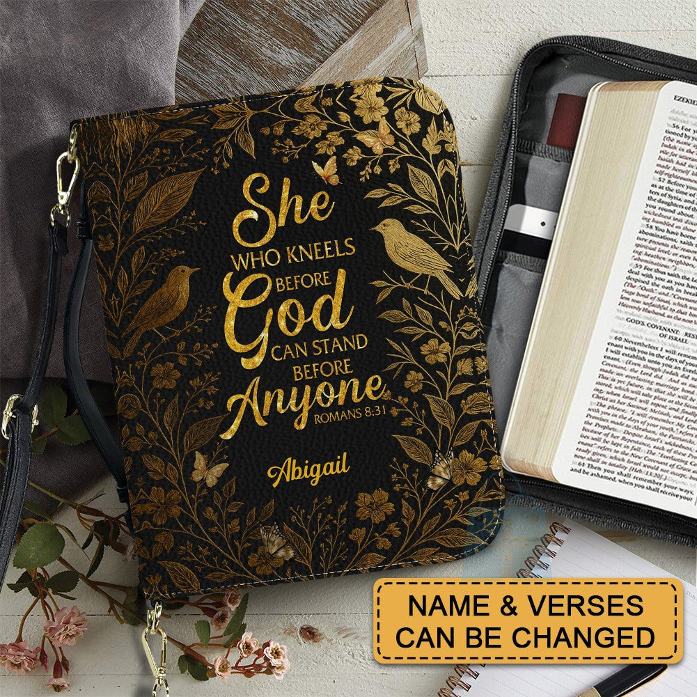Elegant Floral Personalized Bible Cover for Women – Proverbs 31:25 Scripture Gift – Custom Name – CHRISTIANARTBAG