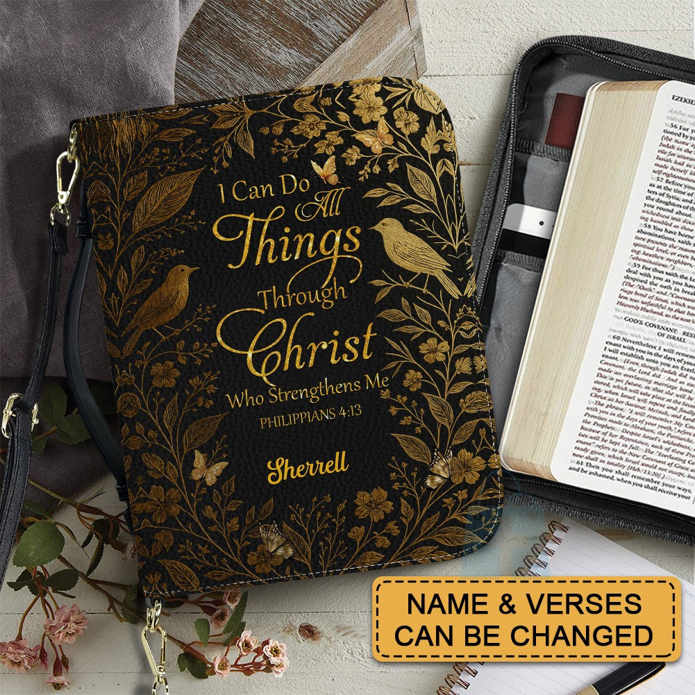 Elegant Floral Personalized Bible Cover for Women – Proverbs 31:25 Scripture Gift – Custom Name – CHRISTIANARTBAG