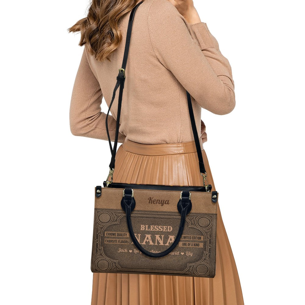 Personalized Leather Handbag - Customizable Blessed Nana Tote by CHRISTIANARTBAG CABLTHB01100424.