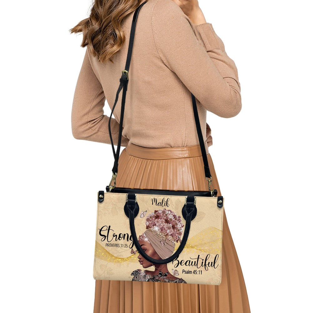 CHRISTIANARTBAG Personalized Leather Handbag - I Am Strong and Beautiful - CABLTHB01150524.
