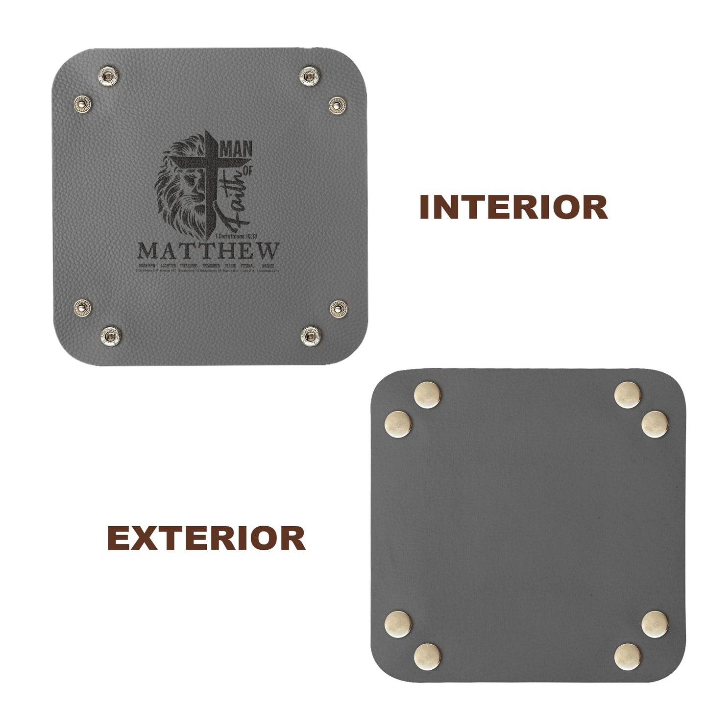CHRISTIANARTBAG Personalized Leather Tray | Uncover the sacred meaning of your name – Man Of Faith – Custom Engraved Christian Gift by CHRISTIANARTBAG, CAB04120525