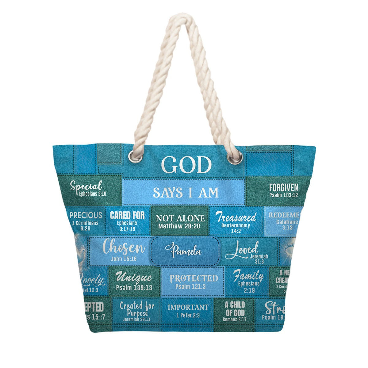 Personalized Beach Bag – Christian Scripture Tote with Custom Name