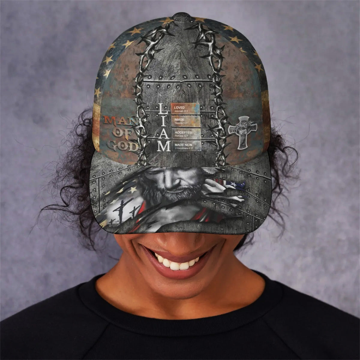 Uncover the sacred meaning of your name – Man Of GOD – Personalized Christian Cap with Name & Bible Verses CAB01150725