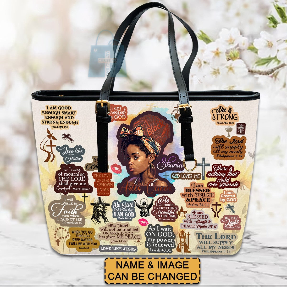 Christianartbag Handbags, Personalized Designs with Women of Color, Bible Verses, and Zodiac Signs – Add Your Name for a Unique Touch, Handbag Design, Black Women Leather Handbag, Gifts for Women, CABLTB01191223. - Christian Art Bag