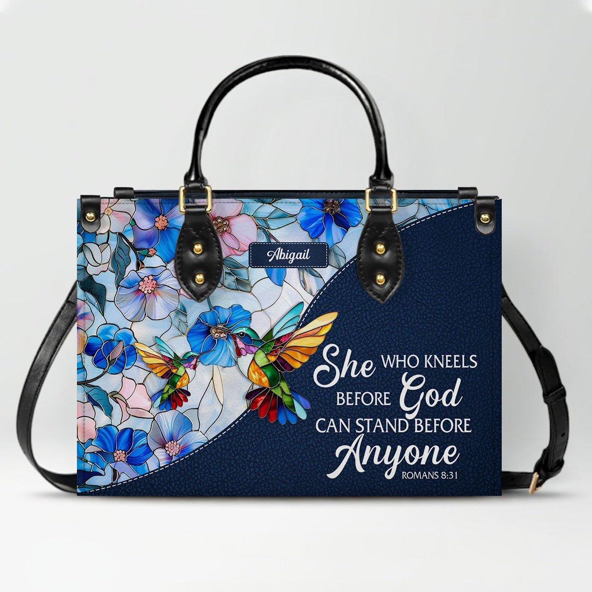 Luxury Mosaic Leather Handbag – Custom Name & Bible Verse for Women | CHRISTIANARTBAG