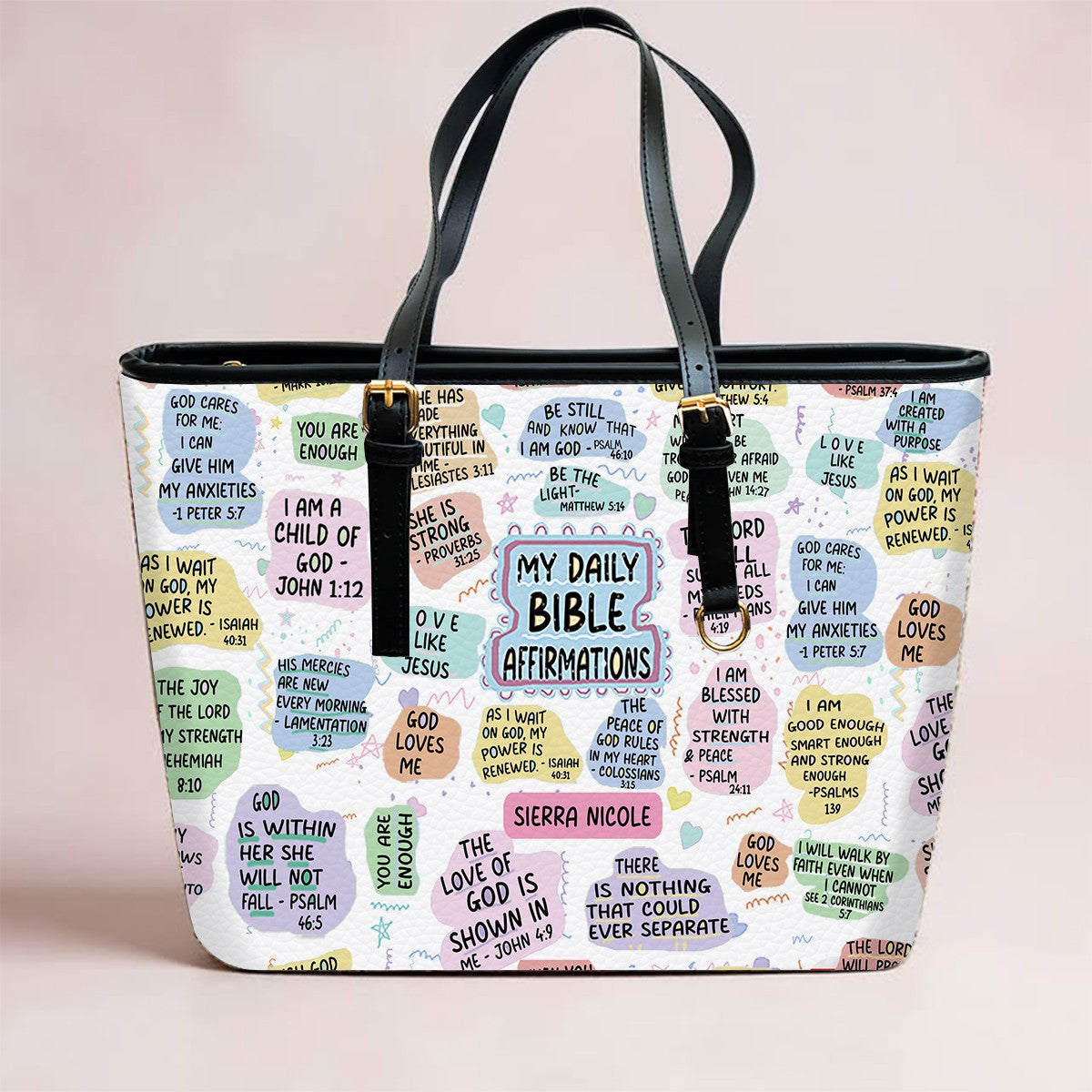 Christianartbag Handbags, My Daily Bible Affirmations Leather Bags, Personalized Bags, Gifts for Women, Christmas Gift, CABLTB06140823.