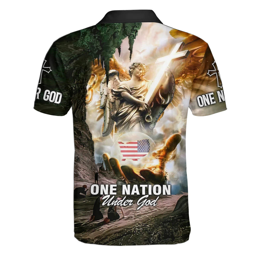 Christianartbag Polo Shirt, One Nation Under Jesus Christ Polo Shirt, Christian Shirts & Shorts, CAB01120923. - Christian Art Bag