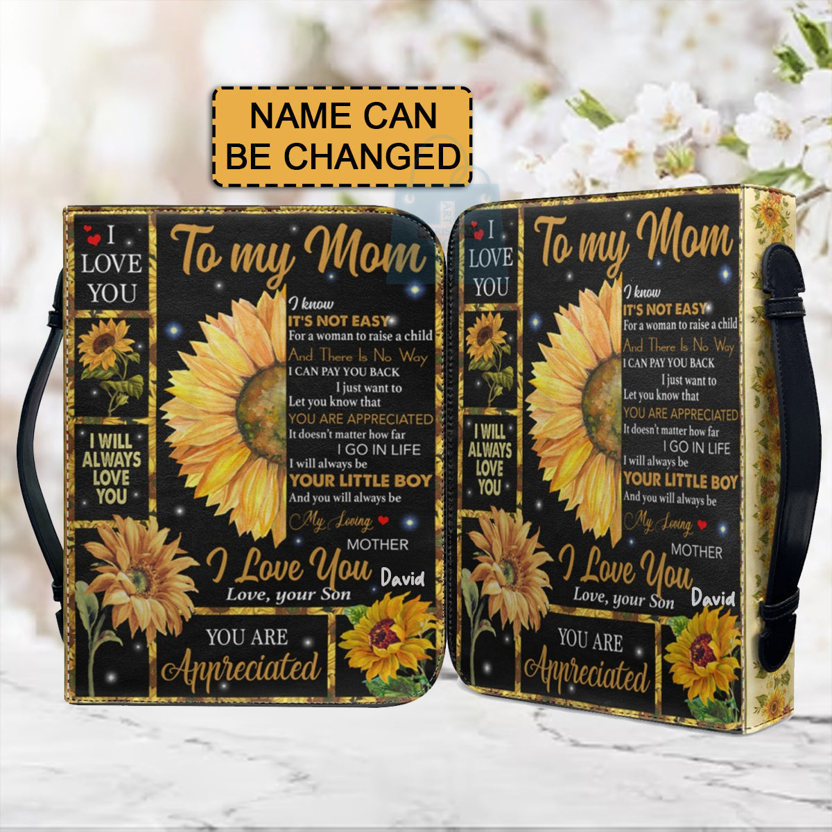 Christianartbag Bible Cover, To My Mom I Love You Sunflower Bible Cover, Personalized Bible Cover, Mom Bible Cover, Mother Days Gifts, CAB02201223. - Christian Art Bag