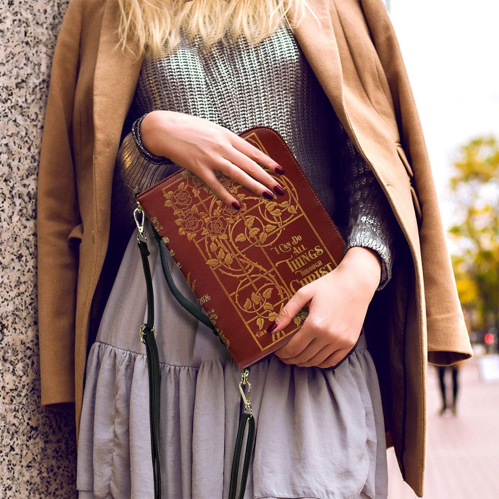 Personalized Bible Cover with Name – Christian Floral Leather Bible Case, Philippians 4:13 | CHRISTIANARTBAG CAB013126