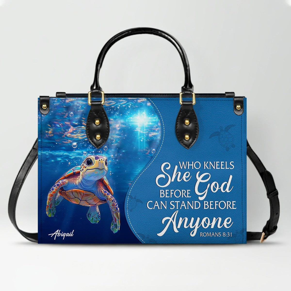 Custom Christian Leather Handbag with Bible Verse – Faith-Inspired Personalized Purse by CHRISTIANARTBAG