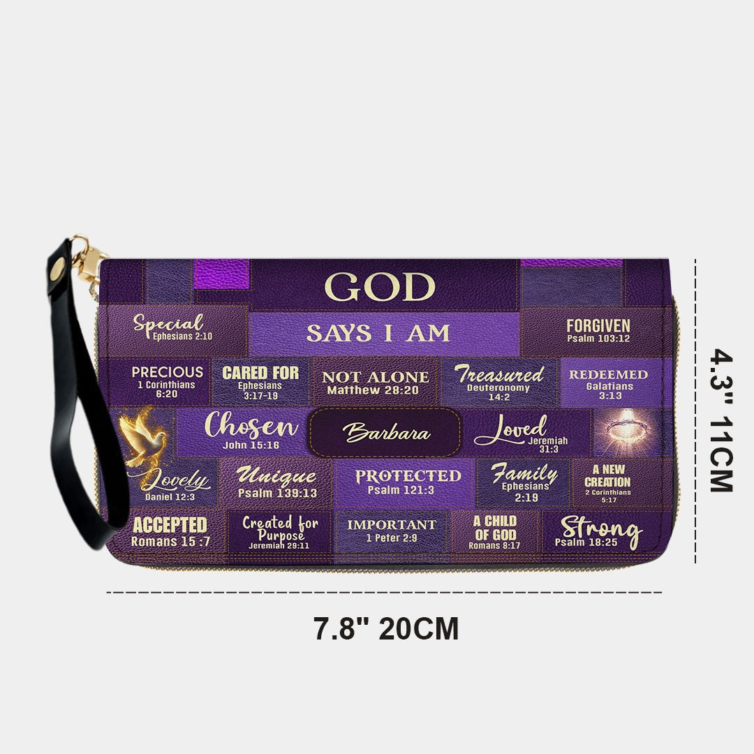 Personalized Christian Handbag – “God Says I Am” Scripture Tote Bag with Name Customization – Inspirational Bible Verse Purse for Women
