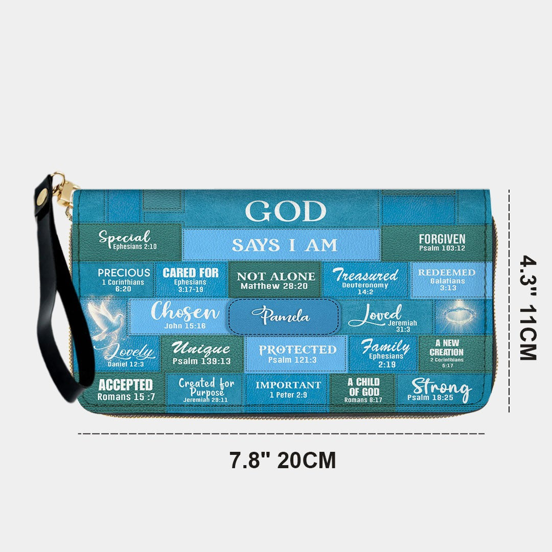 Personalized Christian Handbag – “God Says I Am” Scripture Tote Bag with Name Customization – Inspirational Bible Verse Purse for Women