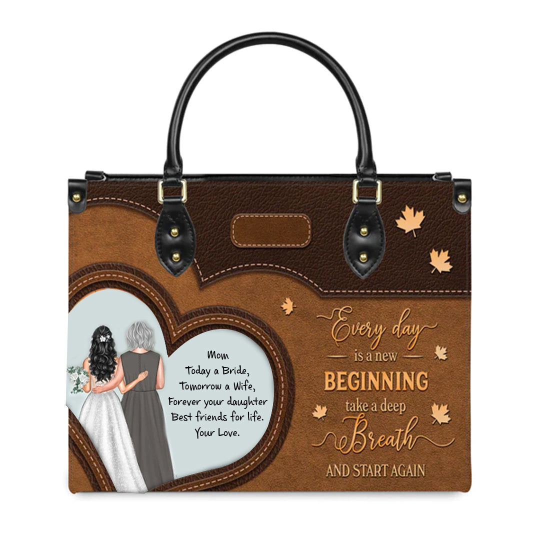 Customizable "Every Day is a New Beginning" Leather Handbag by CHRISTIANARTBAG