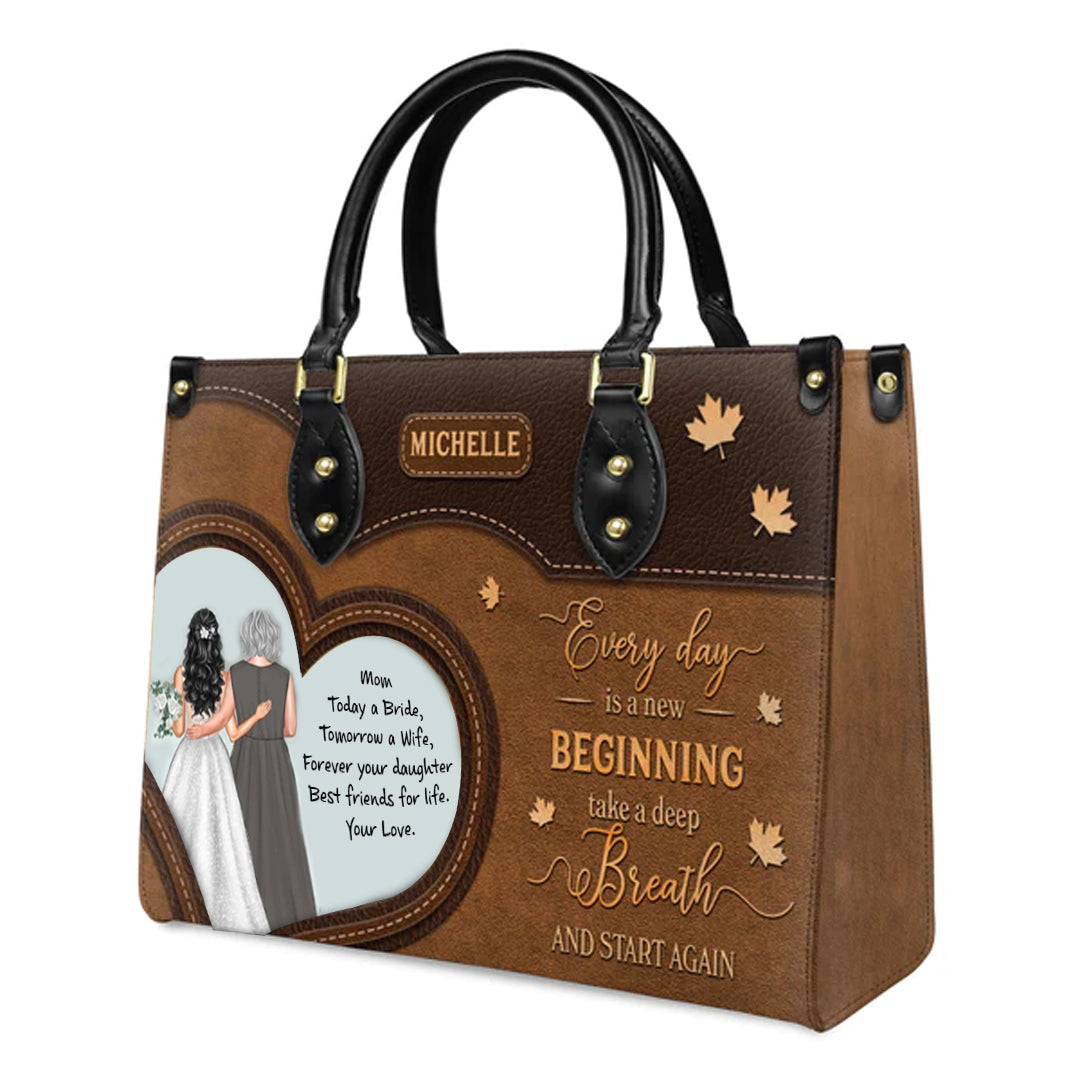 Customizable "Every Day is a New Beginning" Leather Handbag by CHRISTIANARTBAG