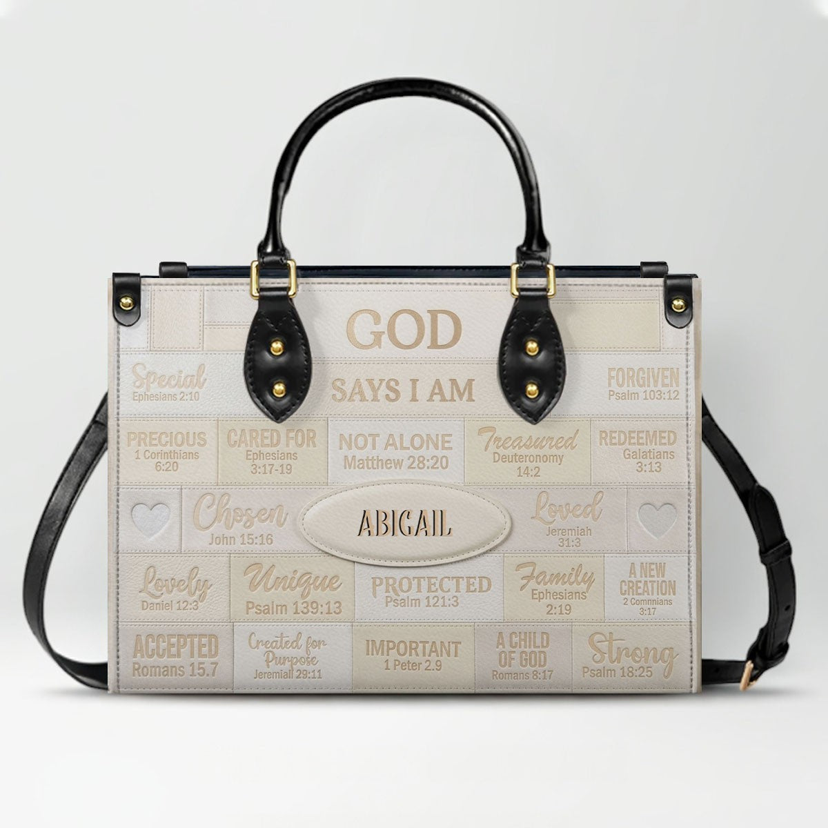 Christian Art Bag God Says I Am Personalized Handbag | Custom Scripture Leather Tote & Purse Set | Faith Based Religious Gifts for Her CAB01062226