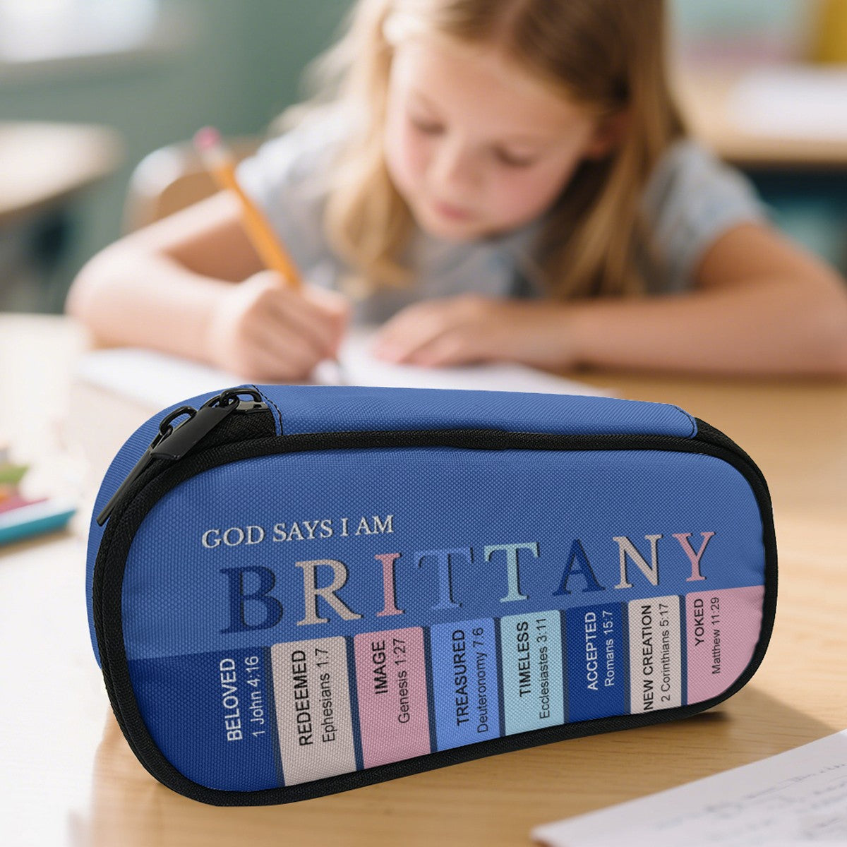 Personalized Pencil Canvas Case with Bible Verse | Christian Alphabet Scripture School Supplies by CHRISTIANARTBAG