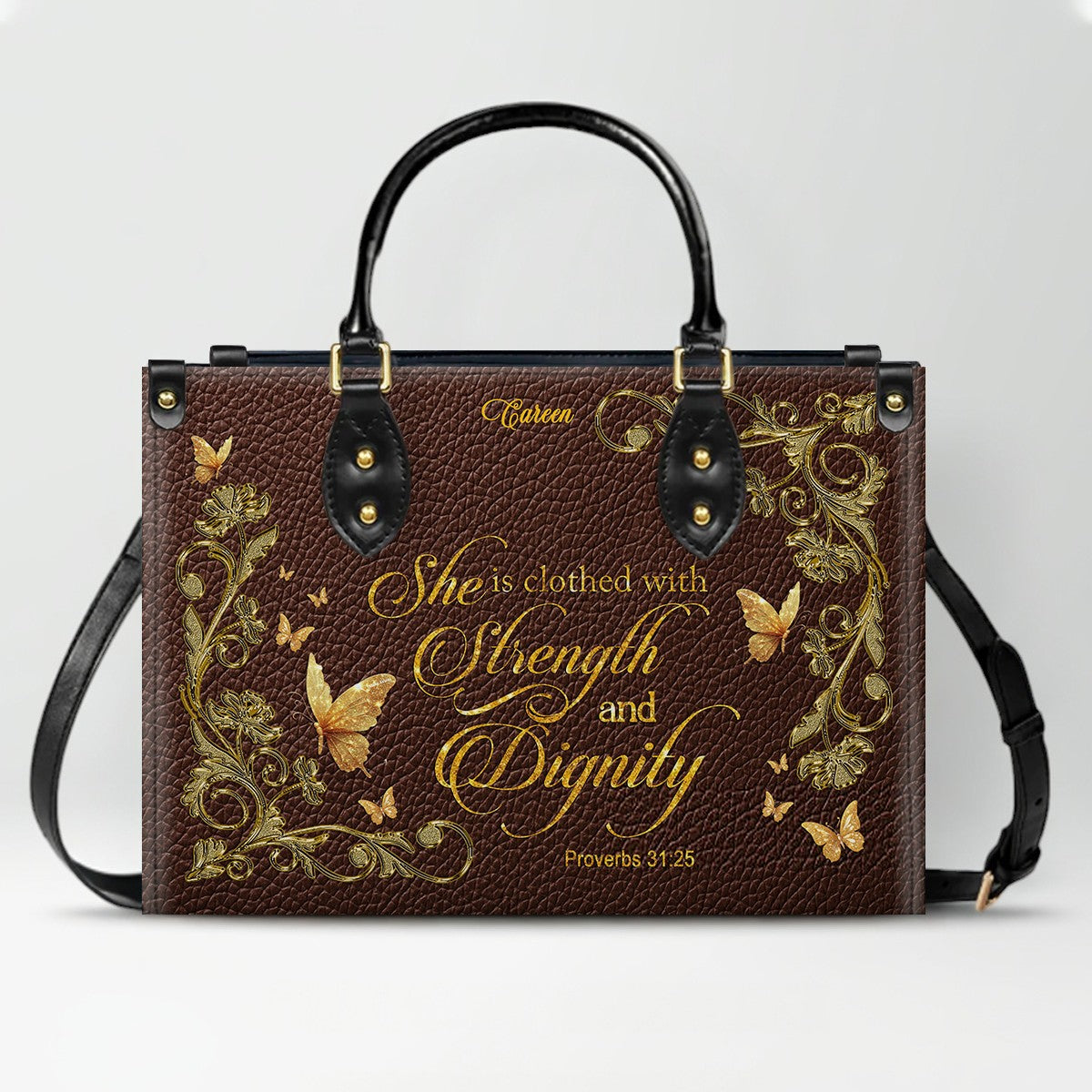 CHRISTIANARTBAG Handbags - I Can Do All Things Through Christ - Custom Bible Verses Name & Color - Personalized Leather Handbag - CAB02030626