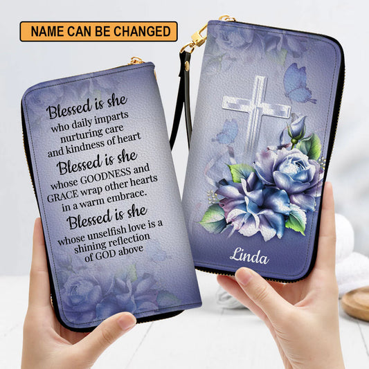 Christianartbag Clutch Purse, Rose And Cross Religious Gifts For Women Of God Clutch Purse For Women, Personalized Name, Christian Gifts For Women, CAB02091223. - Christian Art Bag