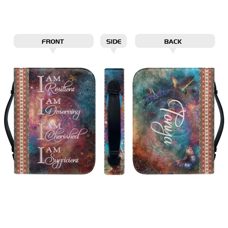 Christianartbag Bible Cover, GOD Says I Am Resilient I am deserving Personalized Bible Cover Blue, Personalized Bible Cover, Purple Bible Cover, Christmas Gift, CABBBCV01250923. - Christian Art Bag
