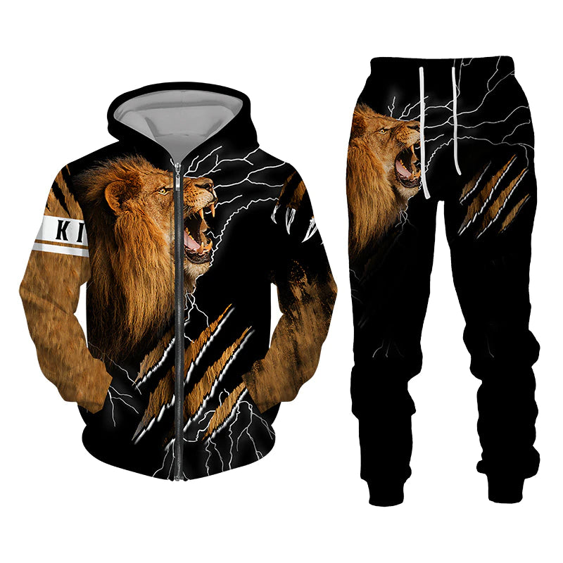 Christianartbag Clothing, Unisex Set Zip Hoodie Lion King 3D, Christian 3D T-Shirt, Christian 3D Hoodie, Christian 3D Sweater, Personalized Hoodies. - Christian Art Bag