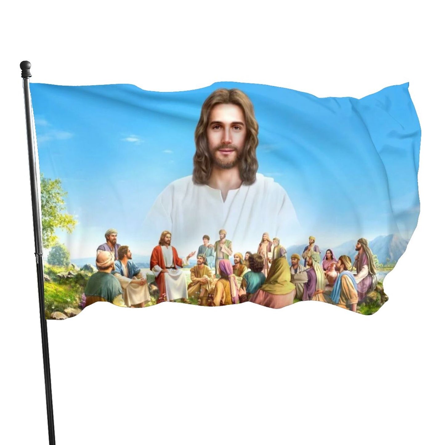 Christianartbag Flag Decor, Christianity JESUS Flag Home Room Dormitory Decoration Outdoor Decor Polyester Banners and Flags Brass Grommets Women Men Gift - Christian Art Bag