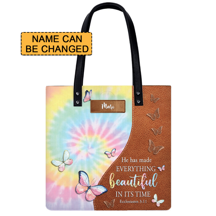 Christianartbag Handbags, He Has Made Everything Beautiful In Its Time Ecclesiastes 3:11 Leather Bags, Personalized Bags, Gifts for Women, Christmas Gift, CABLTB02140823.
