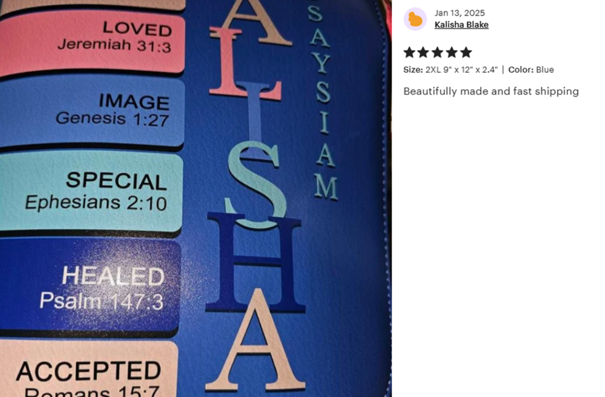 CHRISTIANARTBAG Bible Cover - Uncover the sacred meaning of your name - Personalized Bible Cover, CABBBCV02030624.