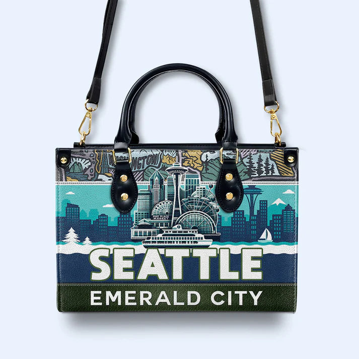 Seattle Emerald City Custom Leather Tote - CHRISTIANARTBAG Urban Charm Collection - CABLTHB19310324.