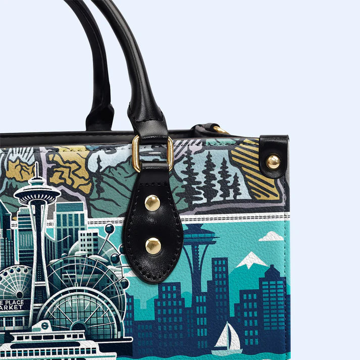 Seattle Emerald City Custom Leather Tote - CHRISTIANARTBAG Urban Charm Collection - CABLTHB19310324.