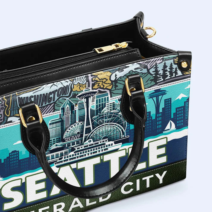 Seattle Emerald City Custom Leather Tote - CHRISTIANARTBAG Urban Charm Collection - CABLTHB19310324.