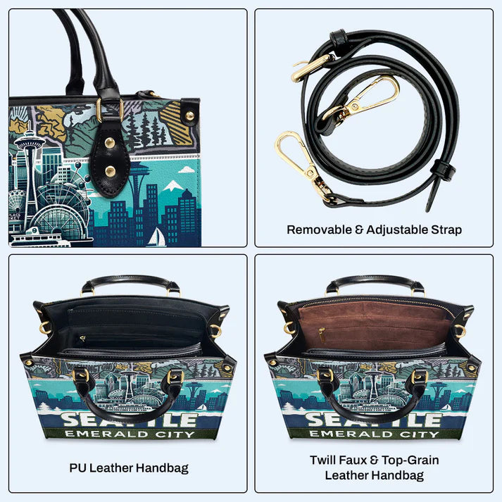 Seattle Emerald City Custom Leather Tote - CHRISTIANARTBAG Urban Charm Collection - CABLTHB19310324.