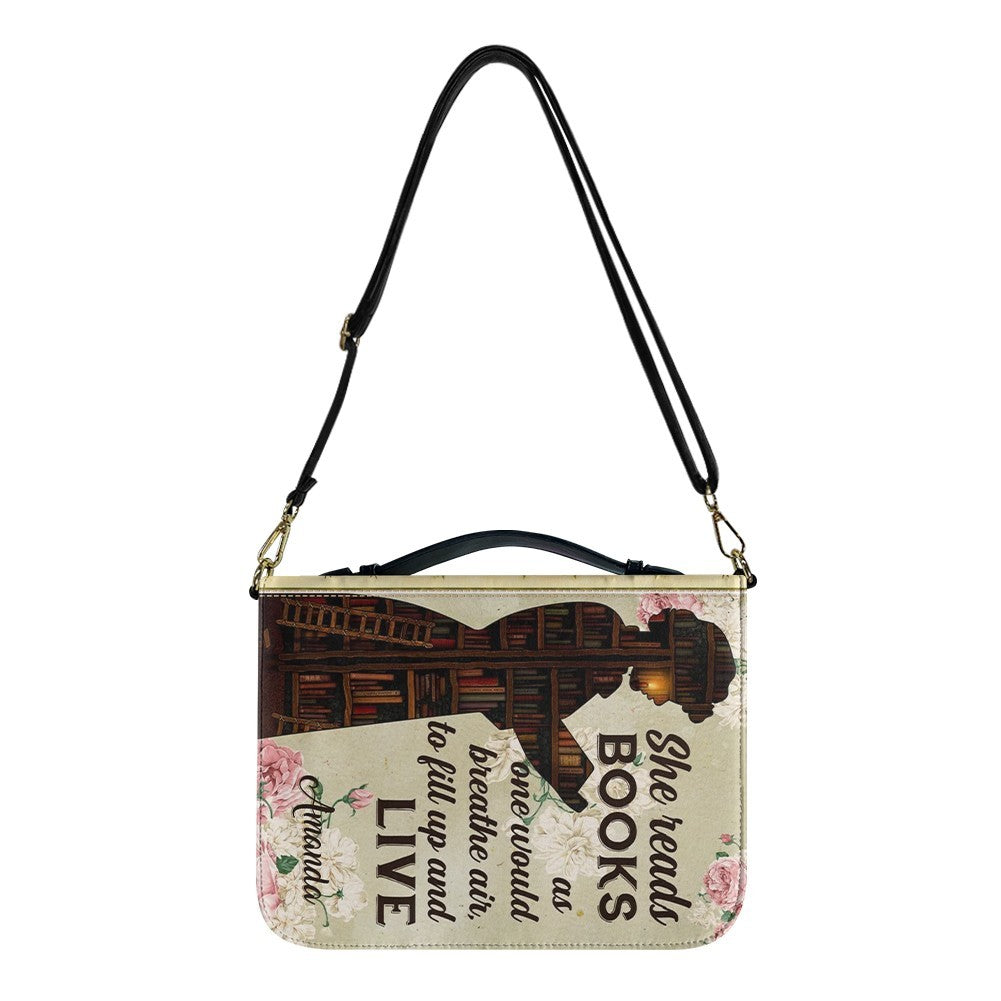 CHRISTIANARTBAG Book Covers - She Reads Books As One Would Breathe Air - Personalized Book Cover.