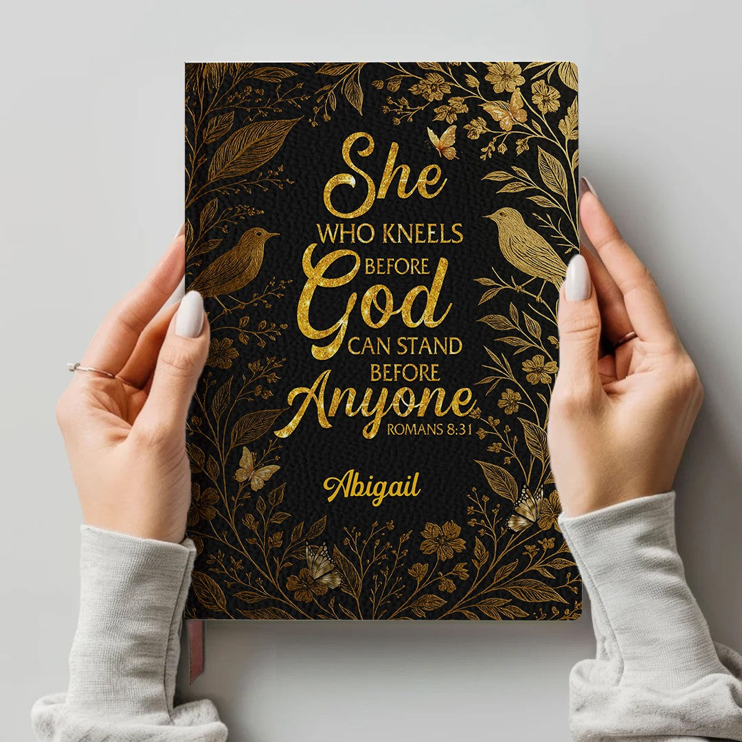 Personalized Bible Verse Journal – Custom Name & Scripture – Strength and Faith Leather Notebook for Women
