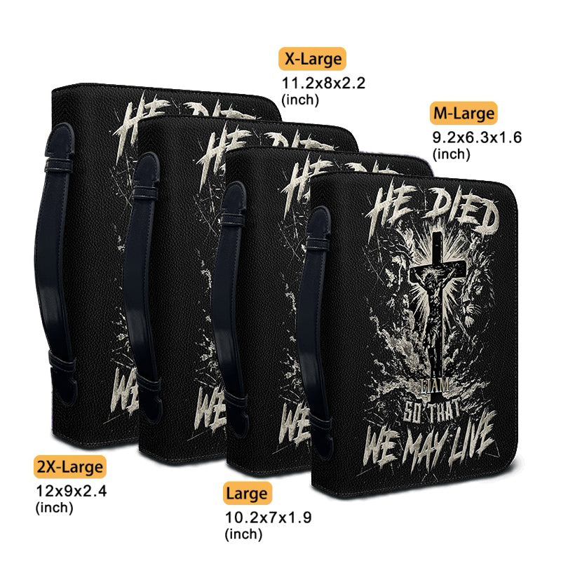 CHRISTIANARTBAG Bible Cover - He Died So That We May Live - Personalized Bible Cover – Custom Name – CHRISTIANARTBAG Gift for Christians CAB07280625