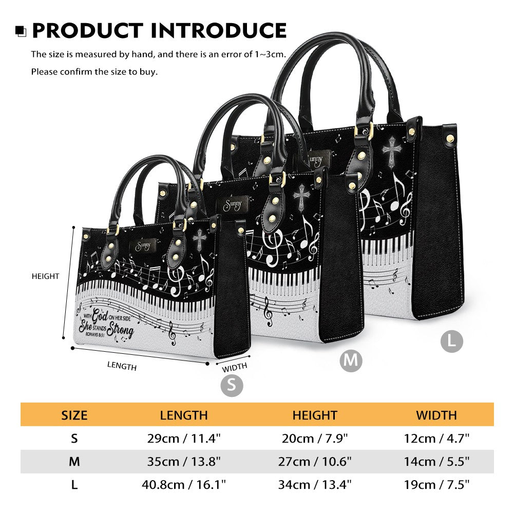 Christianartbag Handbags, With God on her side, she stands strong Romans 8 31, Handbag Design, Monogram Leather Handbag, Gifts for Women, CABLTB0122225