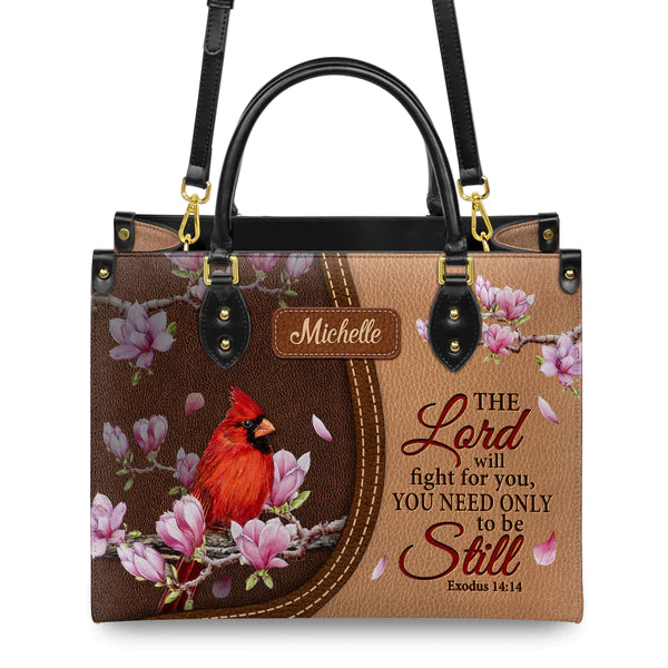 Christianartbag Handbags, The Lord Will Fight For You Exodus 14 14 Cardinal, Handbag Design, Monogram Leather Handbag, Gifts for Women, CABLTB03271223. - Christian Art Bag