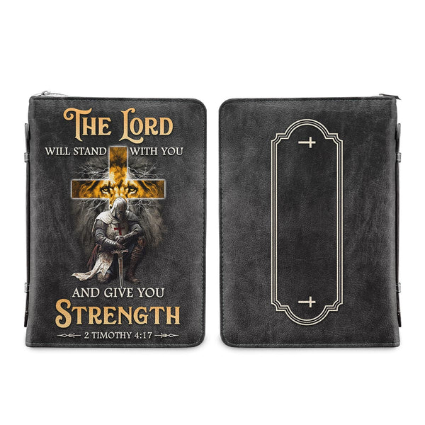 Christianart Bible Cover, The Lord Will Stand With You And Give You Strength 2 Tim 4 17, Personalized Gift for Pastor, Gift For Women, Gifts For Men. - Christian Art Bag