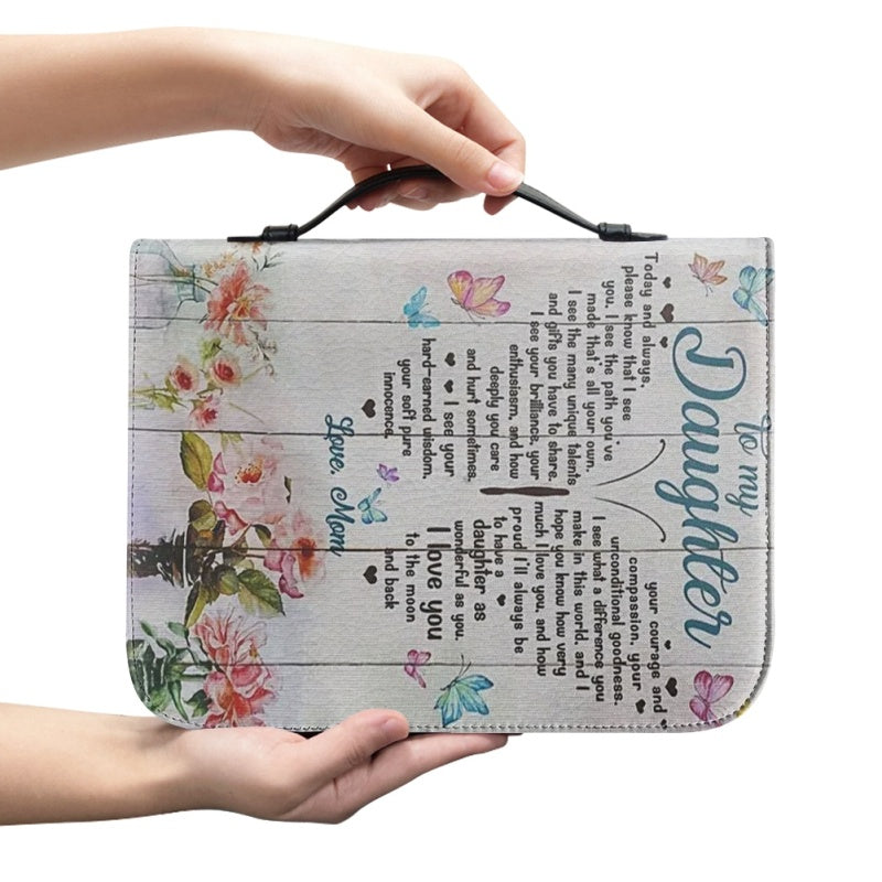 Christianartbag Bible Cover, To My Daughter From Mom Bible Cover, Personalized Bible Cover, Art Design Bible Cover, Christian Gifts, CAB02071223. - Christian Art Bag