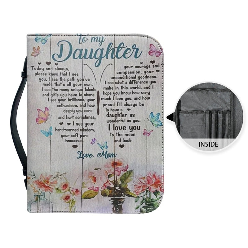 Christianartbag Bible Cover, To My Daughter From Mom Bible Cover, Personalized Bible Cover, Art Design Bible Cover, Christian Gifts, CAB02071223. - Christian Art Bag