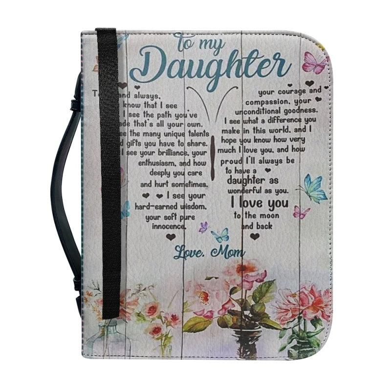Christianartbag Bible Cover, To My Daughter From Mom Bible Cover, Personalized Bible Cover, Art Design Bible Cover, Christian Gifts, CAB02071223. - Christian Art Bag