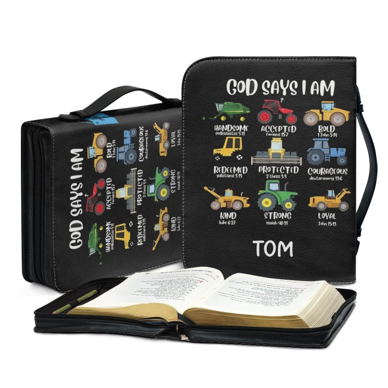 Christianartbag Bible Cover for Children, GOD Says I Am Bible Cover for Children, Construction Vehicle Bible Cover, Personalized Bible Cover, Bible Cover For Kids, Christian Gifts for Kids, CABCK05191023 - Christian Art Bag