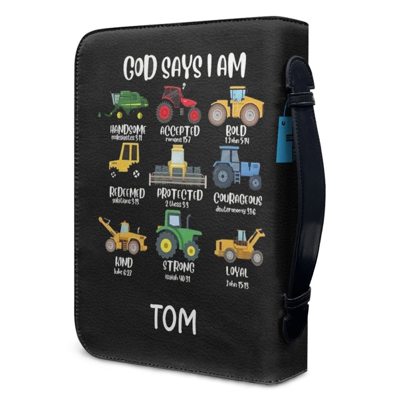 Christianartbag Bible Cover for Children, GOD Says I Am Bible Cover for Children, Construction Vehicle Bible Cover, Personalized Bible Cover, Bible Cover For Kids, Christian Gifts for Kids, CABCK05191023 - Christian Art Bag
